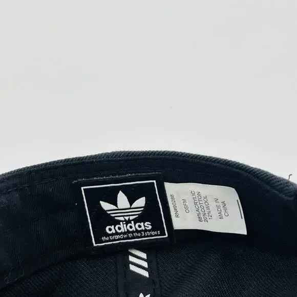 ADIDAS Men's Original White Trefoil Chain Logo Black Snapback Hat Cap One Size - Picture 8 of 8